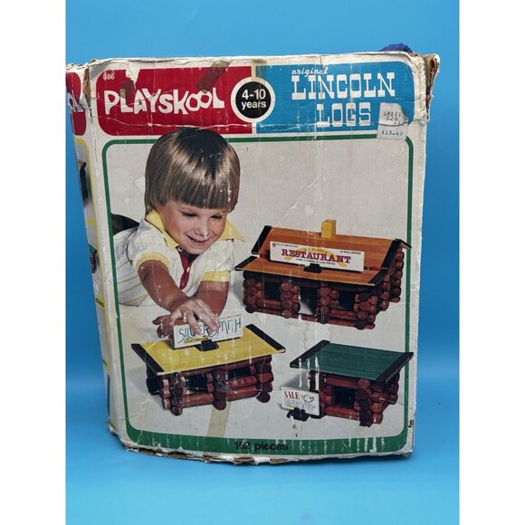 Vintage 1978 Playskool Lincoln Logs Set Sheriff Restaurant Saloon INCOMPLETE - Picture 2 of 12